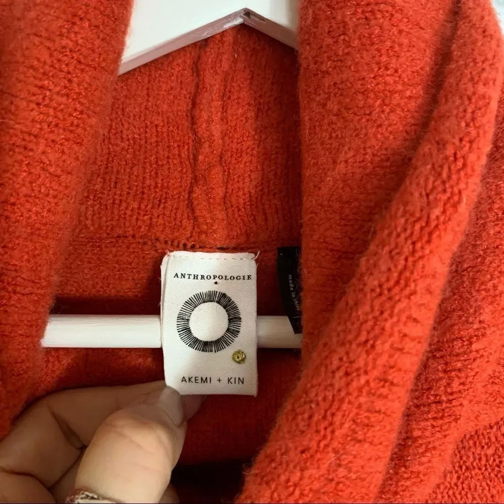 Akemi + Kin Anthropologie Aruna Fringe Sweater Coral Red Size M